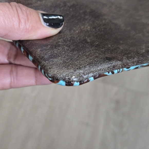 Patricia Nash Cassini Wristlet Tooled Turquoise Boho Clutch Leather - Picture 6 of 10